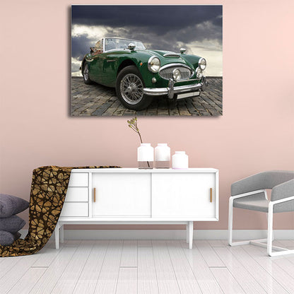 Photography Vintage Car Wall Art Decor for Boys Bedroom, Bright Color, Textured Surface Green Clearhalo 'Art Gallery' 'Canvas Art' 'Contemporary Art Gallery' 'Modern' Arts' 1654843