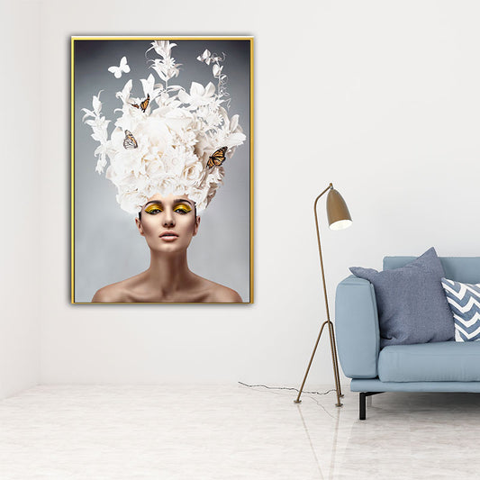 Woman Face and Butterflies Canvas Print Glam Textured House Interior Wall Art Decor Clearhalo 'Arts' 'Canvas Art' 1654876