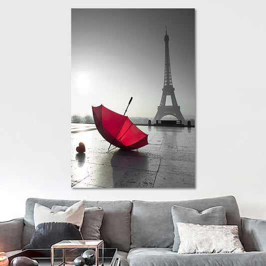 Photographic Print Eiffel Tower Canvas Art Modern Novelty Landmark Wall Decor in Red-Grey Red Design 1 Clearhalo 'Art Gallery' 'Canvas Art' 'Contemporary Art Gallery' 'Modern' Arts' 1654955