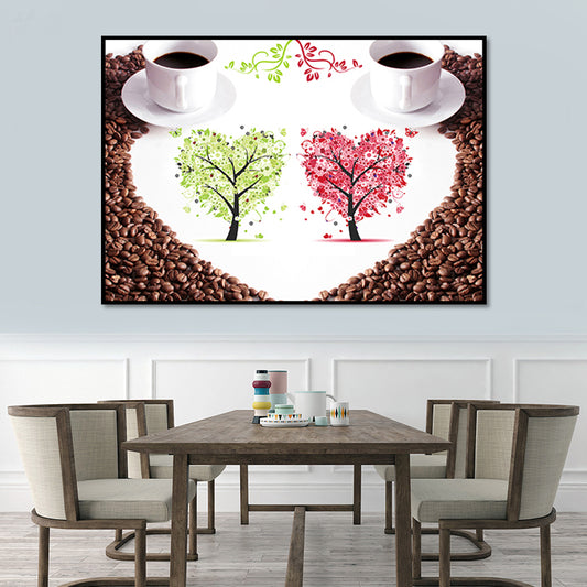 Coffee and Tree Print Canvas Modern Textured Wall Art in Red for Dining Room Clearhalo 'Art Gallery' 'Canvas Art' 'Contemporary Art Gallery' 'Modern' Arts' 1654979