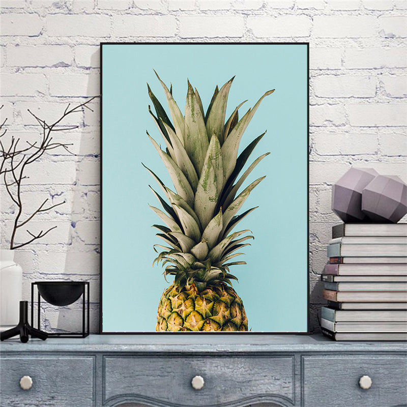 Nordic Photography Pineapple Wall Art Sitting Room Canvas Print in Green on Blue Green Clearhalo 'Arts' 'Canvas Art' 1655016