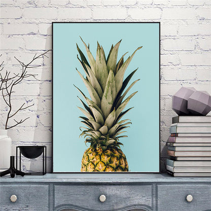 Nordic Photography Pineapple Wall Art Sitting Room Canvas Print in Green on Blue Green Clearhalo 'Arts' 'Canvas Art' 1655016