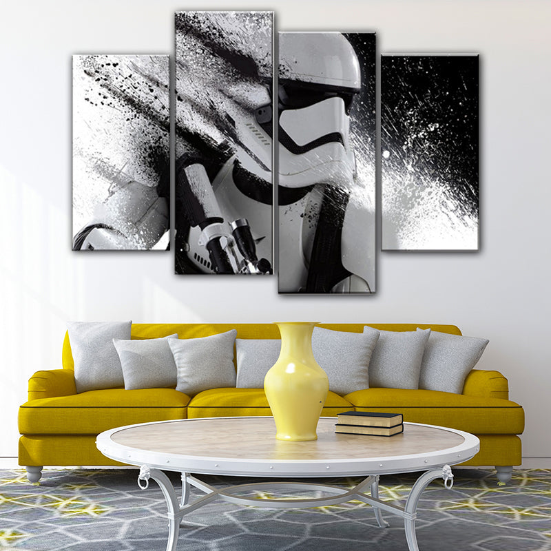 Contemporary Astronaut Scene Canvas Black Textured Wall Art Print for Guest Room Clearhalo 'Art Gallery' 'Canvas Art' 'Contemporary Art Gallery' 'Modern' Arts' 1655024