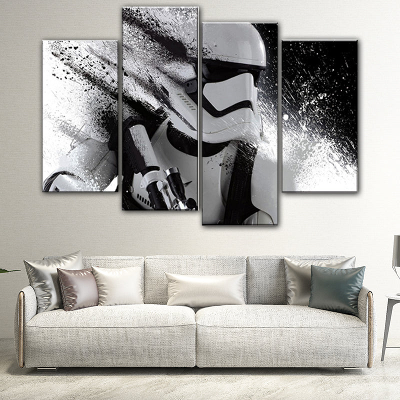 Contemporary Astronaut Scene Canvas Black Textured Wall Art Print for Guest Room Clearhalo 'Art Gallery' 'Canvas Art' 'Contemporary Art Gallery' 'Modern' Arts' 1655025
