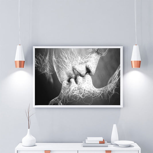 Romantic Kissing Figure Pattern Painting for Living Room Character Wall Art Print Clearhalo 'Arts' 'Canvas Art' 1655038