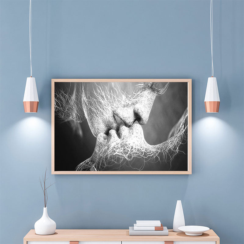 Romantic Kissing Figure Pattern Painting for Living Room Character Wall Art Print Clearhalo 'Arts' 'Canvas Art' 1655039