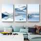Mountain River Landscape Canvas Print in Blue Chinese Wall Art Set for Living Room Clearhalo 'Arts' 'Canvas Art' 1655044
