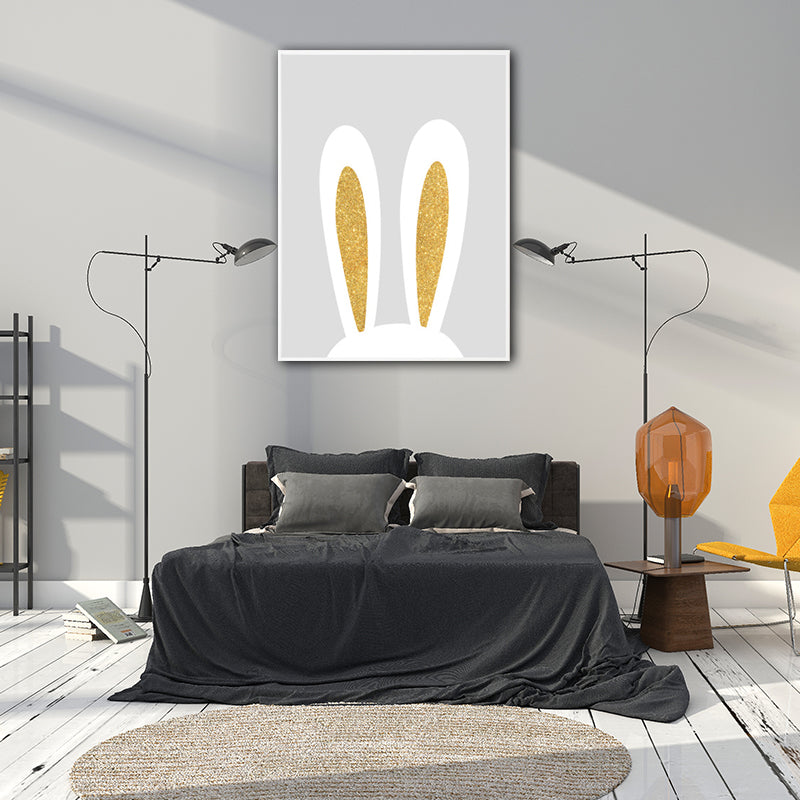 Minimalism Rabbit Ear Paintings for Playroom Canvas Wall Art in Yellow, Multiple Sizes Clearhalo 'Art Gallery' 'Canvas Art' 'Kids' Arts' 1655051