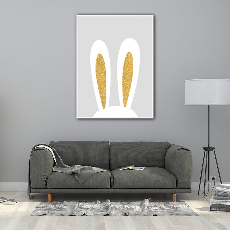 Minimalism Rabbit Ear Paintings for Playroom Canvas Wall Art in Yellow, Multiple Sizes Clearhalo 'Art Gallery' 'Canvas Art' 'Kids' Arts' 1655052