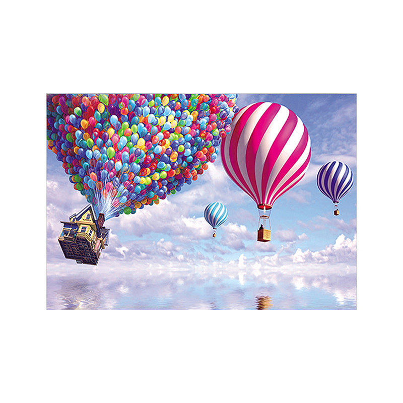 Purple Hot Air Balloon Painting Textured Children's Art Wrapped Canvas for Living Room Clearhalo 'Art Gallery' 'Canvas Art' 'Kids' Arts' 1655112