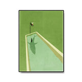 Canvas Textured Painting Scandinavian Diving and Shark Wall Decor in Green for Hallway Clearhalo 'Arts' 'Canvas Art' 1655126