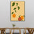 Oranje en blad kunst aan de muur getextureerde Noordse woonkamer canvas print in pastelkleur