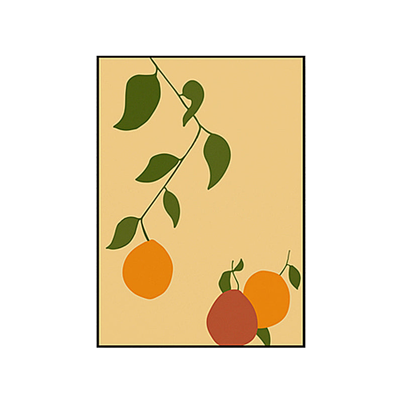 Orange and Leaf Wall Art Textured Nordic Living Room Canvas Print in Pastel Color Clearhalo 'Arts' 'Canvas Art' 1655133