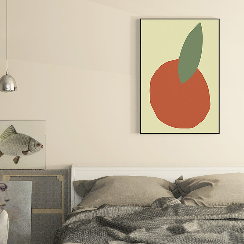 Orange and Leaf Wall Art Textured Nordic Living Room Canvas Print in Pastel Color Red Clearhalo 'Arts' 'Canvas Art' 1655137