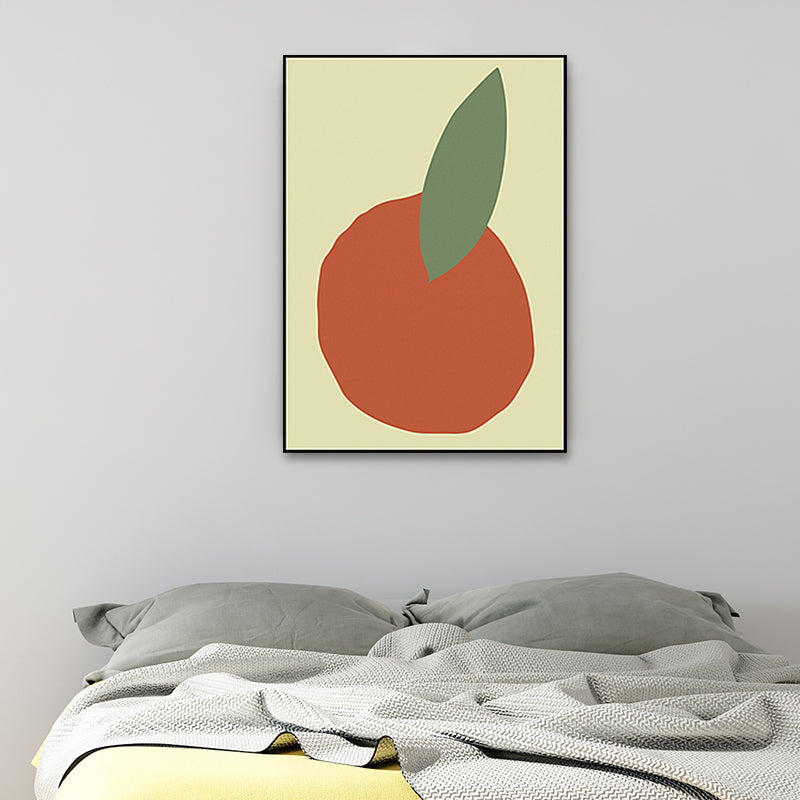 Orange and Leaf Wall Art Textured Nordic Living Room Canvas Print in Pastel Color Clearhalo 'Arts' 'Canvas Art' 1655138