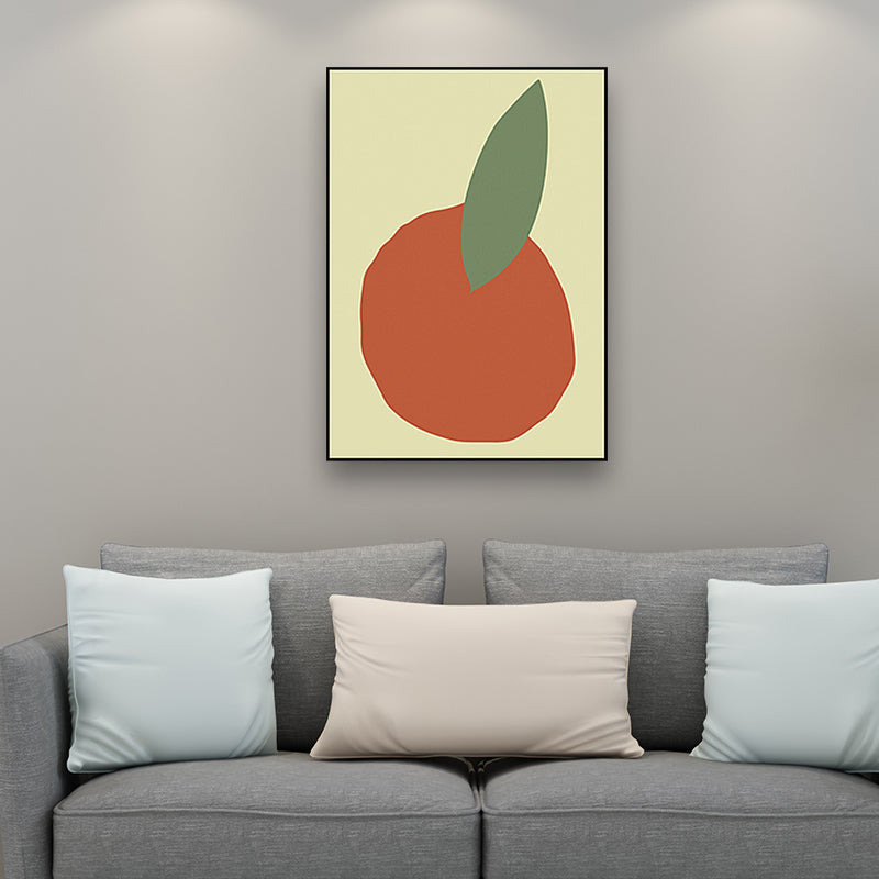 Orange and Leaf Wall Art Textured Nordic Living Room Canvas Print in Pastel Color Clearhalo 'Arts' 'Canvas Art' 1655139