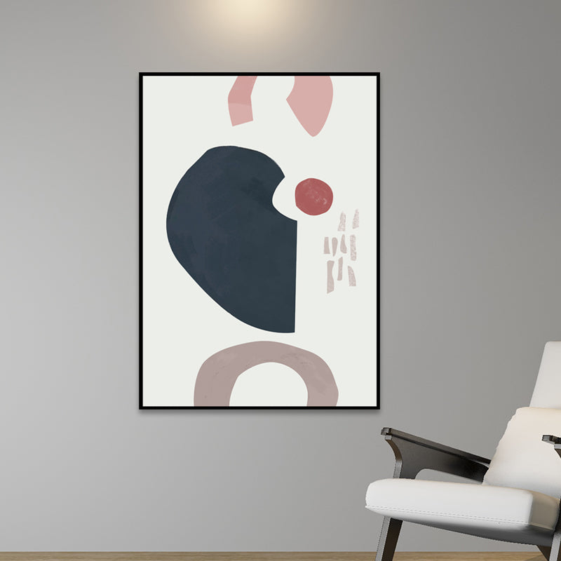 Morandi Abstract Wall Decor Nordic Textured Canvas Print in Soft Color for Hallway Black Clearhalo 'Arts' 'Canvas Art' 1655148
