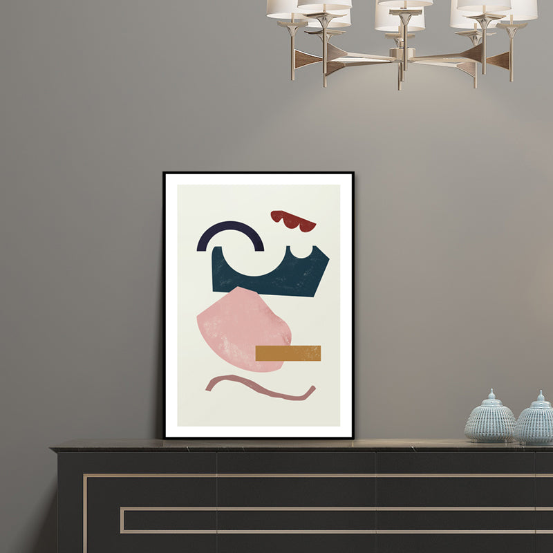 Morandi Abstract Wall Decor Nordic Textured Canvas Print in Soft Color for Hallway White Clearhalo 'Arts' 'Canvas Art' 1655155