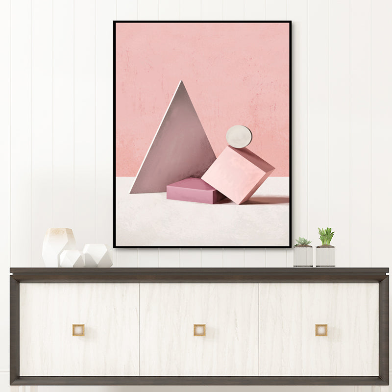 Morandi Abstract Wall Decor Nordic Textured Canvas Print in Soft Color for Hallway - Pink - Clearhalo - 'Arts' - 'Canvas Art' - 1655159