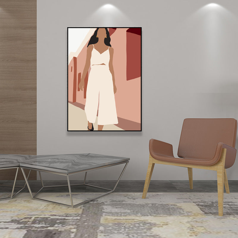 Fashion Female Wall Decor Scandinavian Textured Living Room Canvas Art, Multiple Sizes Red Clearhalo 'Arts' 'Canvas Art' 1655169
