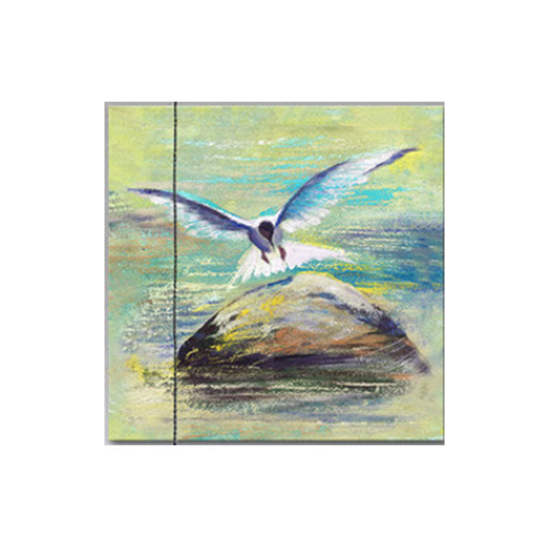 Seagull Painting Canvas Art French Country Textured Wall Decor in Green for Home Clearhalo 'Art Gallery' 'Canvas Art' 'Country Art Gallery' 'French Country' 'Rustic' Arts' 1655210