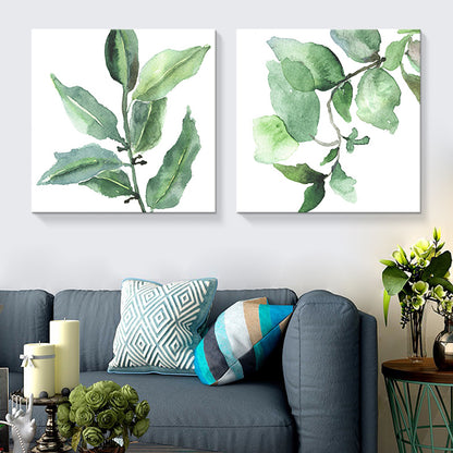 Farmhouse Wall Art Set in Green Leaf Branch Painting Canvas Print for Family Room Green Design 1 Clearhalo 'Art Gallery' 'Canvas Art' 'Country Art Gallery' 'French Country' 'Rustic' Arts' 1655246
