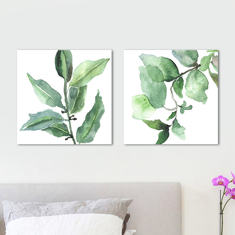 Farmhouse Wall Art Set in Green Leaf Branch Painting Canvas Print for Family Room Clearhalo 'Art Gallery' 'Canvas Art' 'Country Art Gallery' 'French Country' 'Rustic' Arts' 1655247