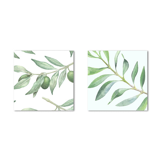 Farmhouse Wall Art Set in Green Leaf Branch Painting Canvas Print for Family Room Clearhalo 'Art Gallery' 'Canvas Art' 'Country Art Gallery' 'French Country' 'Rustic' Arts' 1655255