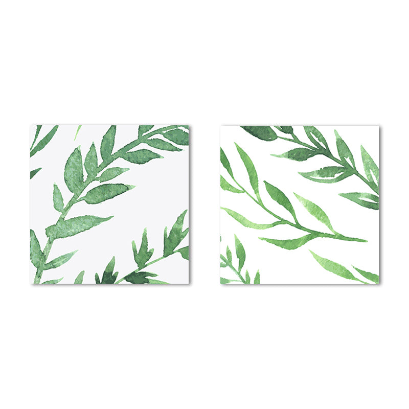 Farmhouse Wall Art Set in Green Leaf Branch Painting Canvas Print for Family Room Clearhalo 'Art Gallery' 'Canvas Art' 'Country Art Gallery' 'French Country' 'Rustic' Arts' 1655263