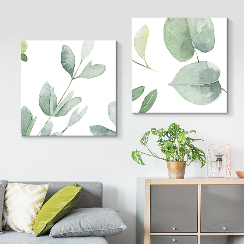 Farmhouse Wall Art Set in Green Leaf Branch Painting Canvas Print for Family Room Green Design 5 Clearhalo 'Art Gallery' 'Canvas Art' 'Country Art Gallery' 'French Country' 'Rustic' Arts' 1655264