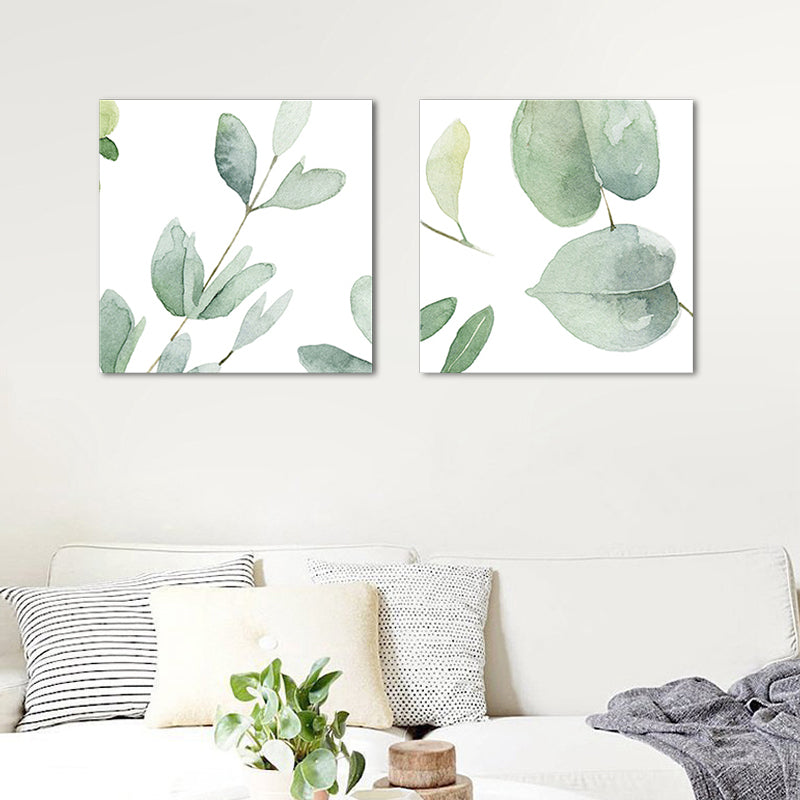 Farmhouse Wall Art Set in Green Leaf Branch Painting Canvas Print for Family Room Clearhalo 'Art Gallery' 'Canvas Art' 'Country Art Gallery' 'French Country' 'Rustic' Arts' 1655265