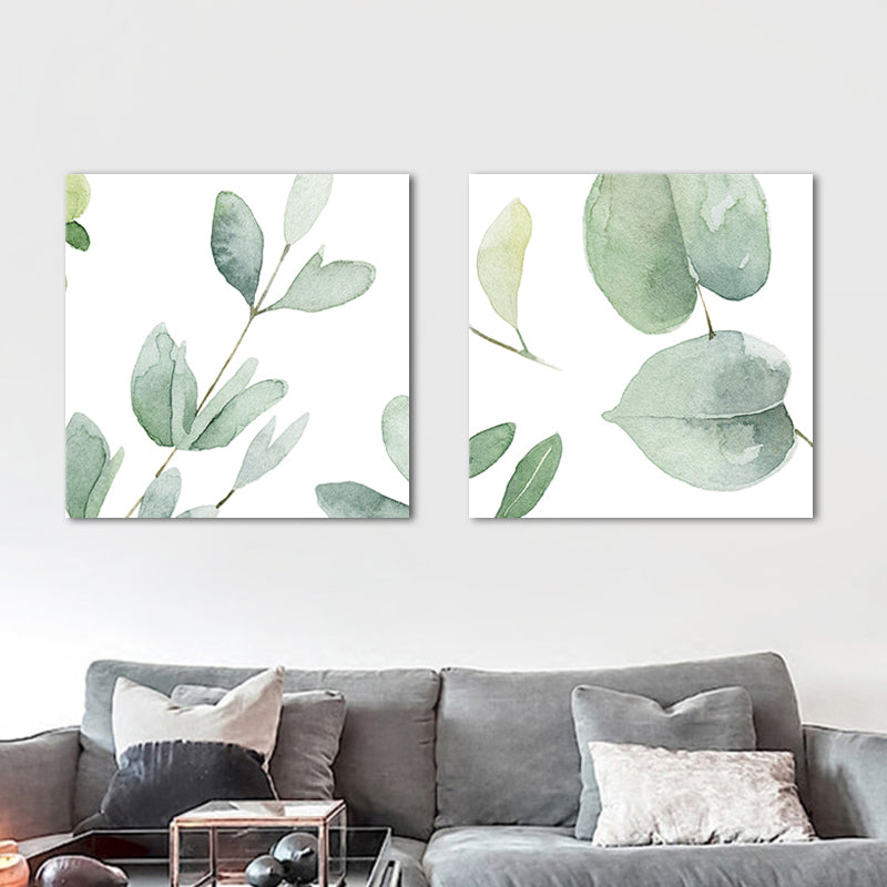 Farmhouse Wall Art Set in Green Leaf Branch Painting Canvas Print for Family Room Clearhalo 'Art Gallery' 'Canvas Art' 'Country Art Gallery' 'French Country' 'Rustic' Arts' 1655266