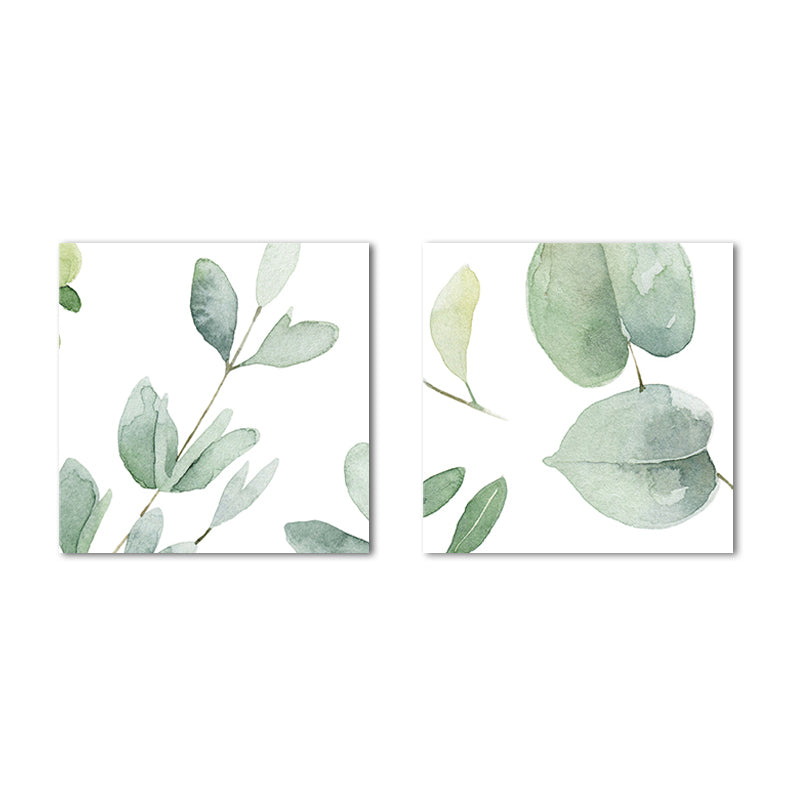 Farmhouse Wall Art Set in Green Leaf Branch Painting Canvas Print for Family Room Clearhalo 'Art Gallery' 'Canvas Art' 'Country Art Gallery' 'French Country' 'Rustic' Arts' 1655267