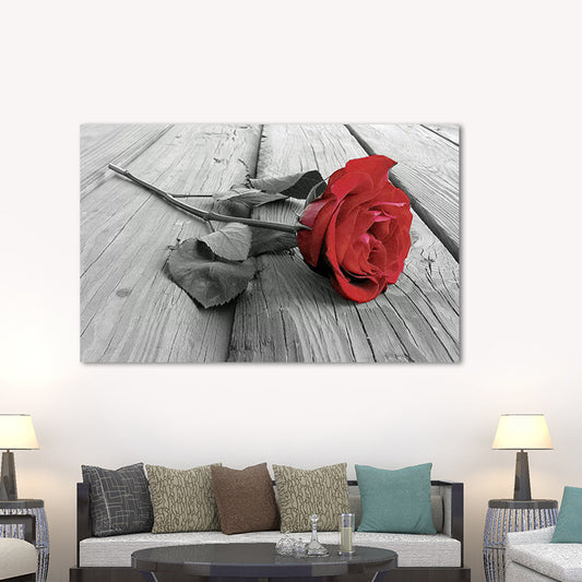 Red Rose Bouquet Wall Art Flower Modernist Textured Canvas Print for Bedroom Clearhalo 'Art Gallery' 'Canvas Art' 'Contemporary Art Gallery' 'Modern' Arts' 1655283