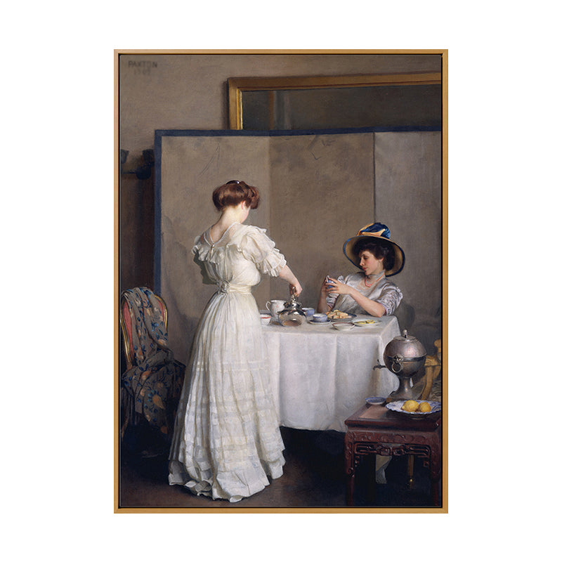 Classic Dinnertime Painting Canvas Print White Textured Wall Art for House Interior Clearhalo 'Art Gallery' 'Canvas Art' 'Traditional' Arts' 1655292