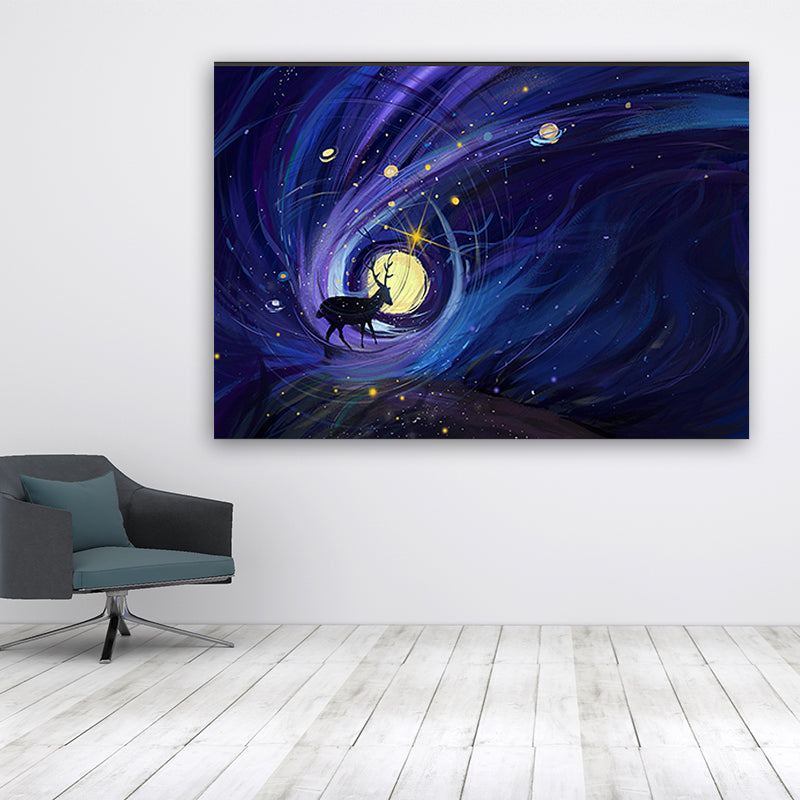 Children's Art Canvas Art Soft Color Fantasy and Deer Wall Decor for Children Bedroom Clearhalo 'Art Gallery' 'Canvas Art' 'Kids' Arts' 1655304