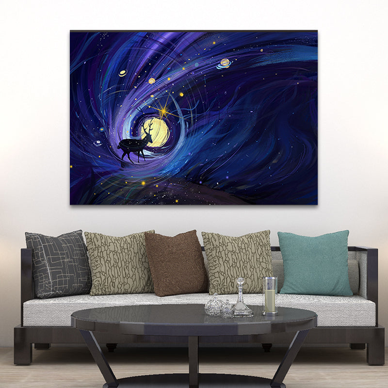 Children's Art Canvas Art Soft Color Fantasy and Deer Wall Decor for Children Bedroom Clearhalo 'Art Gallery' 'Canvas Art' 'Kids' Arts' 1655305