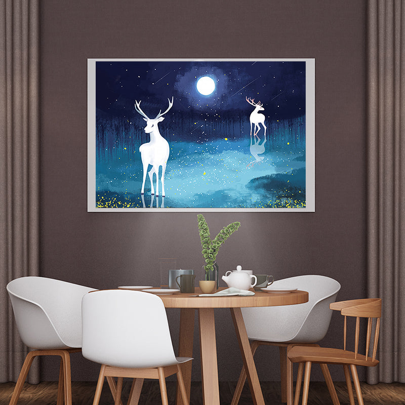 Children's Art Canvas Art Soft Color Fantasy and Deer Wall Decor for Children Bedroom Clearhalo 'Art Gallery' 'Canvas Art' 'Kids' Arts' 1655311