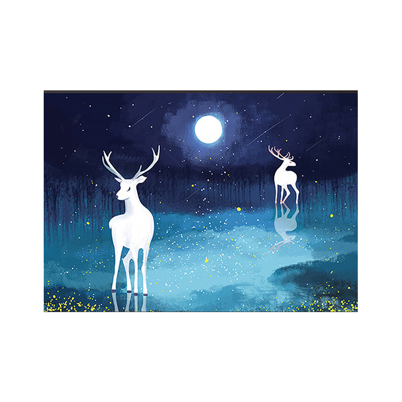 Children's Art Canvas Art Soft Color Fantasy and Deer Wall Decor for Children Bedroom Clearhalo 'Art Gallery' 'Canvas Art' 'Kids' Arts' 1655313