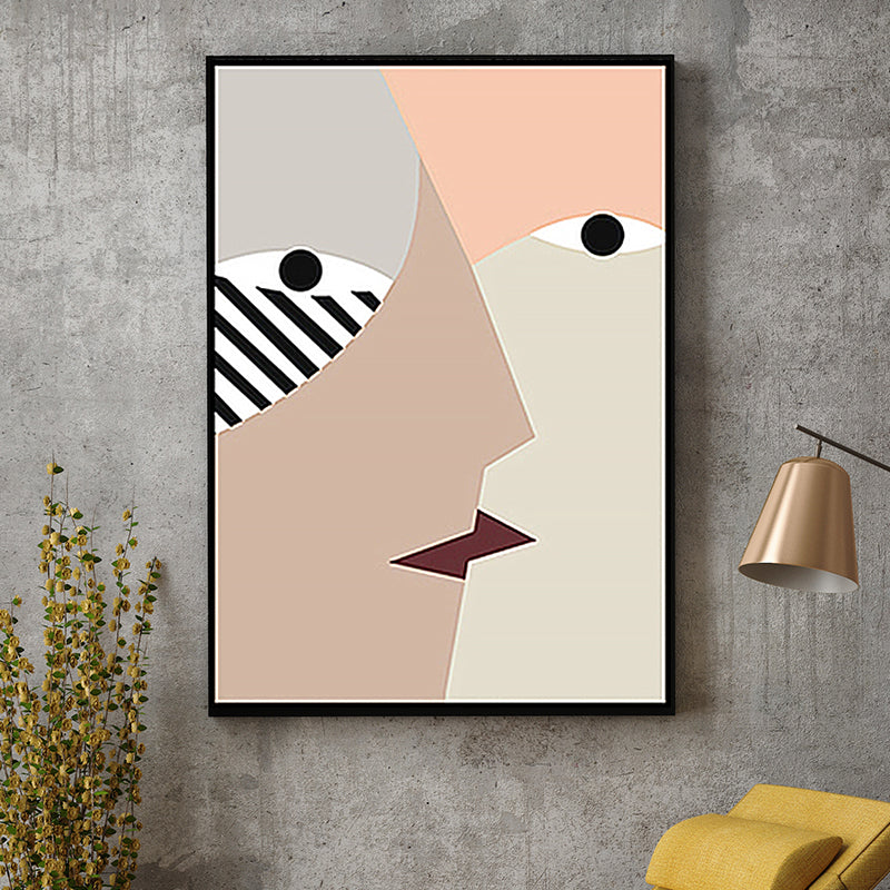 Textured Abstract Figure Art Print Scandinavian Canvas Wall Decor for Living Room Pink Clearhalo 'Arts' 'Canvas Art' 1655339