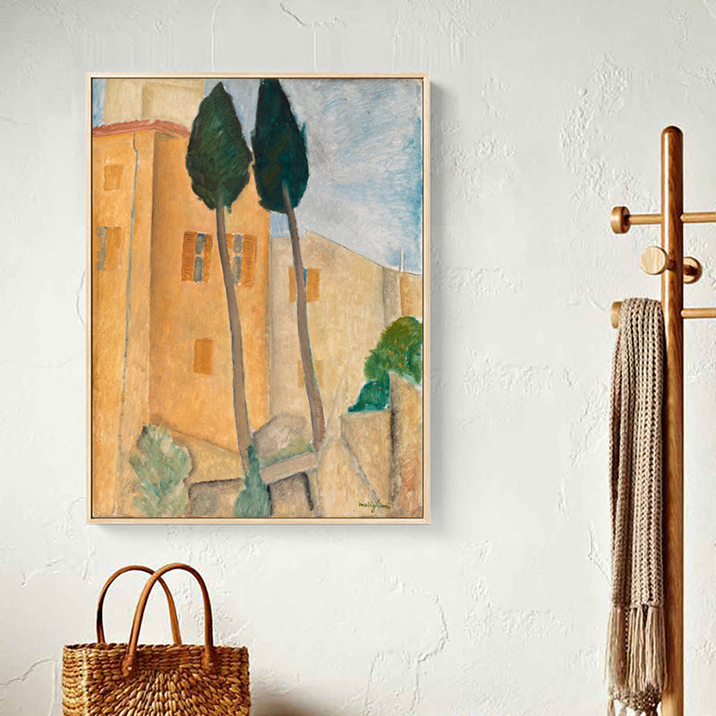 Kids Cannes Town Scenery Canvas Art Yellow Living Room Wall Decor, Textured Surface Yellow Clearhalo 'Art Gallery' 'Canvas Art' 'Kids' Arts' 1655346