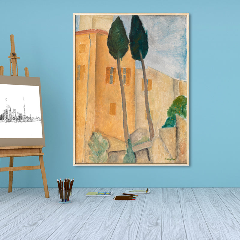 Kids Cannes Town Scenery Canvas Art Yellow Living Room Wall Decor, Textured Surface Clearhalo 'Art Gallery' 'Canvas Art' 'Kids' Arts' 1655347