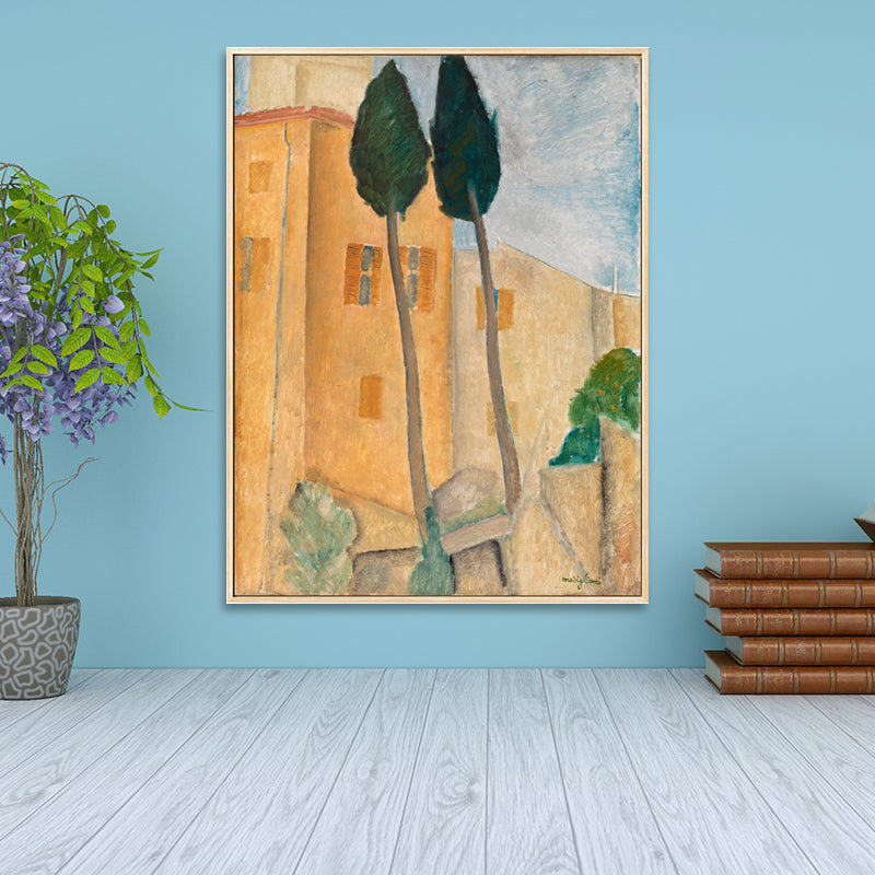 Kids Cannes Town Scenery Canvas Art Yellow Living Room Wall Decor, Textured Surface Clearhalo 'Art Gallery' 'Canvas Art' 'Kids' Arts' 1655348