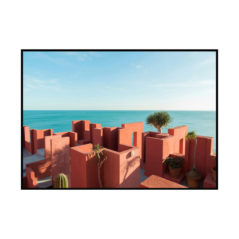 Nordic Building Pattern Wall Decor Pastel Color Textured Canvas Art for Dining Room Clearhalo 'Arts' 'Canvas Art' 1655363