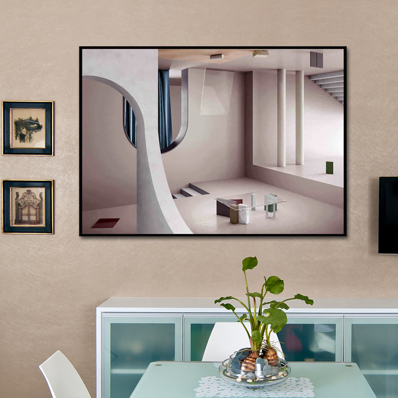 Nordic Building Pattern Wall Decor Pastel Color Textured Canvas Art for Dining Room Clearhalo 'Arts' 'Canvas Art' 1655373