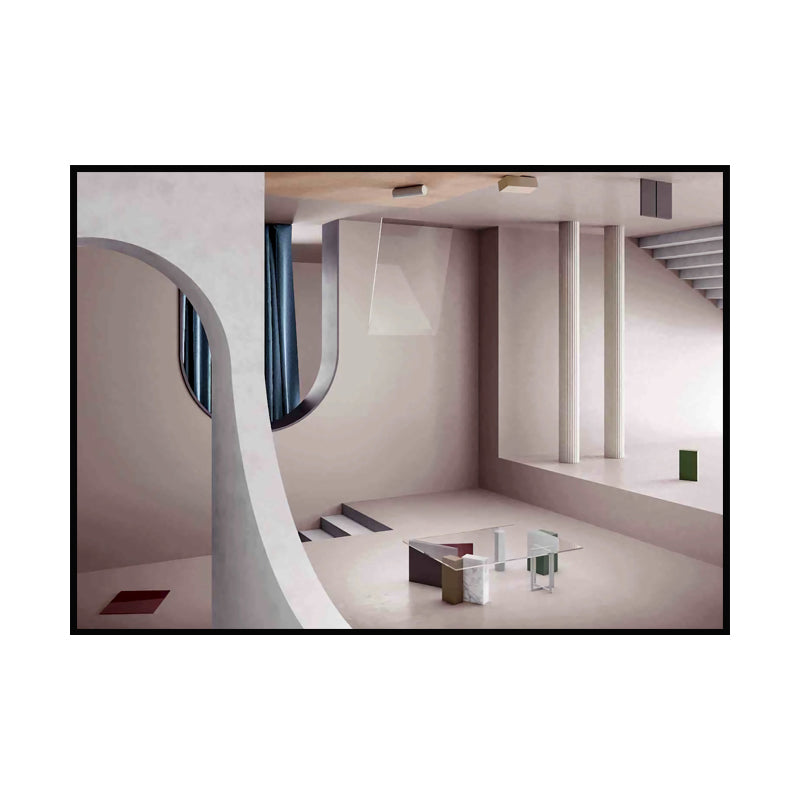 Nordic Building Pattern Wall Decor Pastel Color Textured Canvas Art for Dining Room Clearhalo 'Arts' 'Canvas Art' 1655374