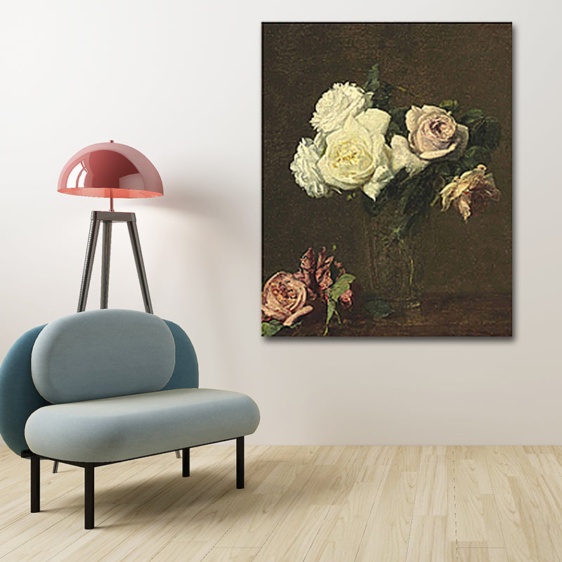 Painting Print Rose Vase Canvas Traditional Textured Wall Art in Pastel Color Clearhalo 'Art Gallery' 'Canvas Art' 'Traditional' Arts' 1655381