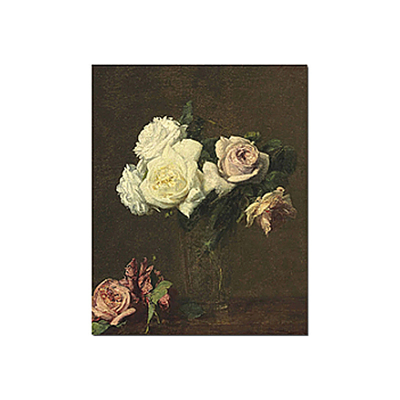 Painting Print Rose Vase Canvas Traditional Textured Wall Art in Pastel Color Clearhalo 'Art Gallery' 'Canvas Art' 'Traditional' Arts' 1655382