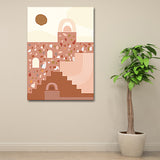 Plant and Building Canvas Living Room Wall Art Decor Soft Color Textured (Multiple Size Options) Clearhalo 'Arts' 'Canvas Art' 1655399