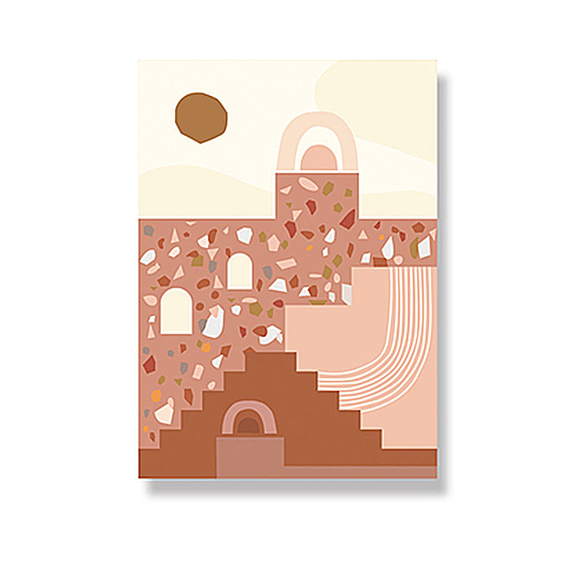 Plant and Building Canvas Living Room Wall Art Decor Soft Color Textured (Multiple Size Options) Clearhalo 'Arts' 'Canvas Art' 1655400